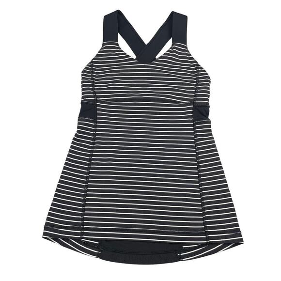 LULULEMON Push Ur Limits Tank Sz 4 Parallel Stripe Black White - Picture 6 of 9